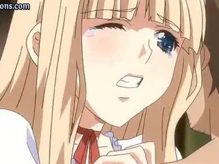 Blondīne anime bauda grūti skrūvēm